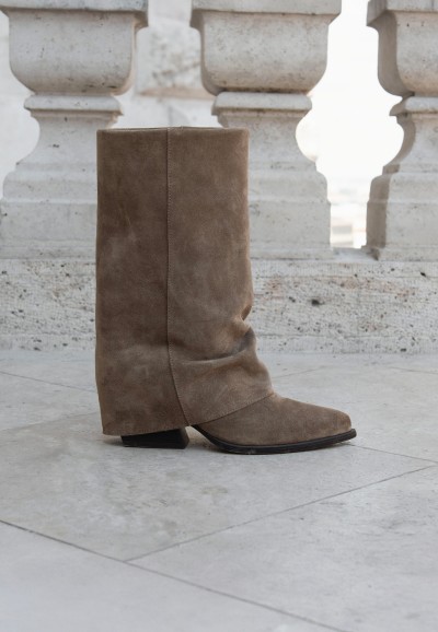 POSH by Poelman CELESTE taupe laarzen met hoge schacht