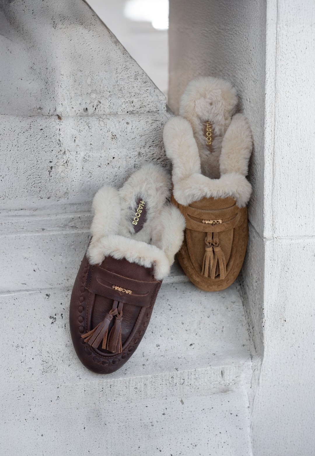Haboob JOLIE bruine loafers met zachte voering en tassel details