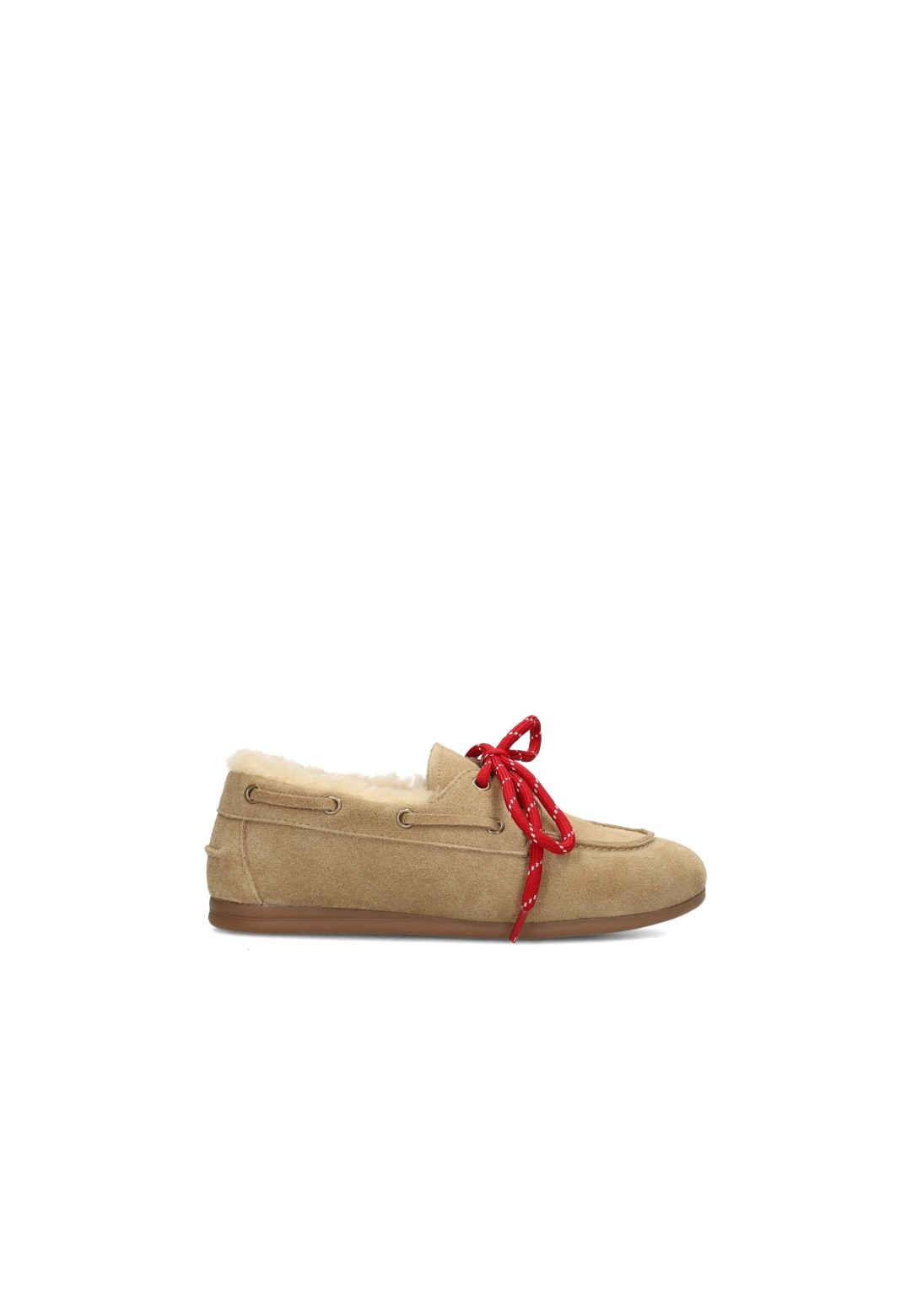 Poelman RAE girls’ loafers in beige with red laces