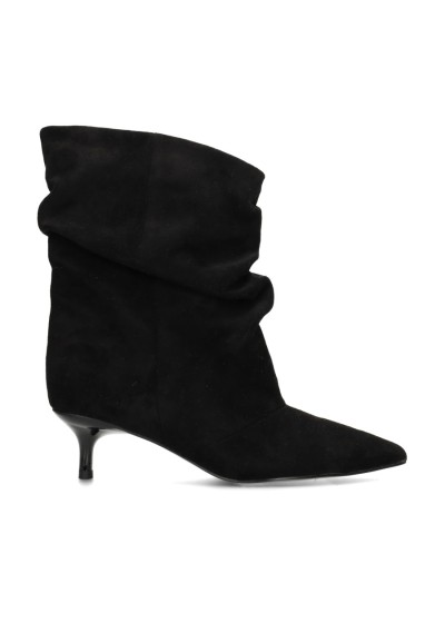POSH by Poelman EVA women's black faux suede ankle boots with pointed toe and kitten heel