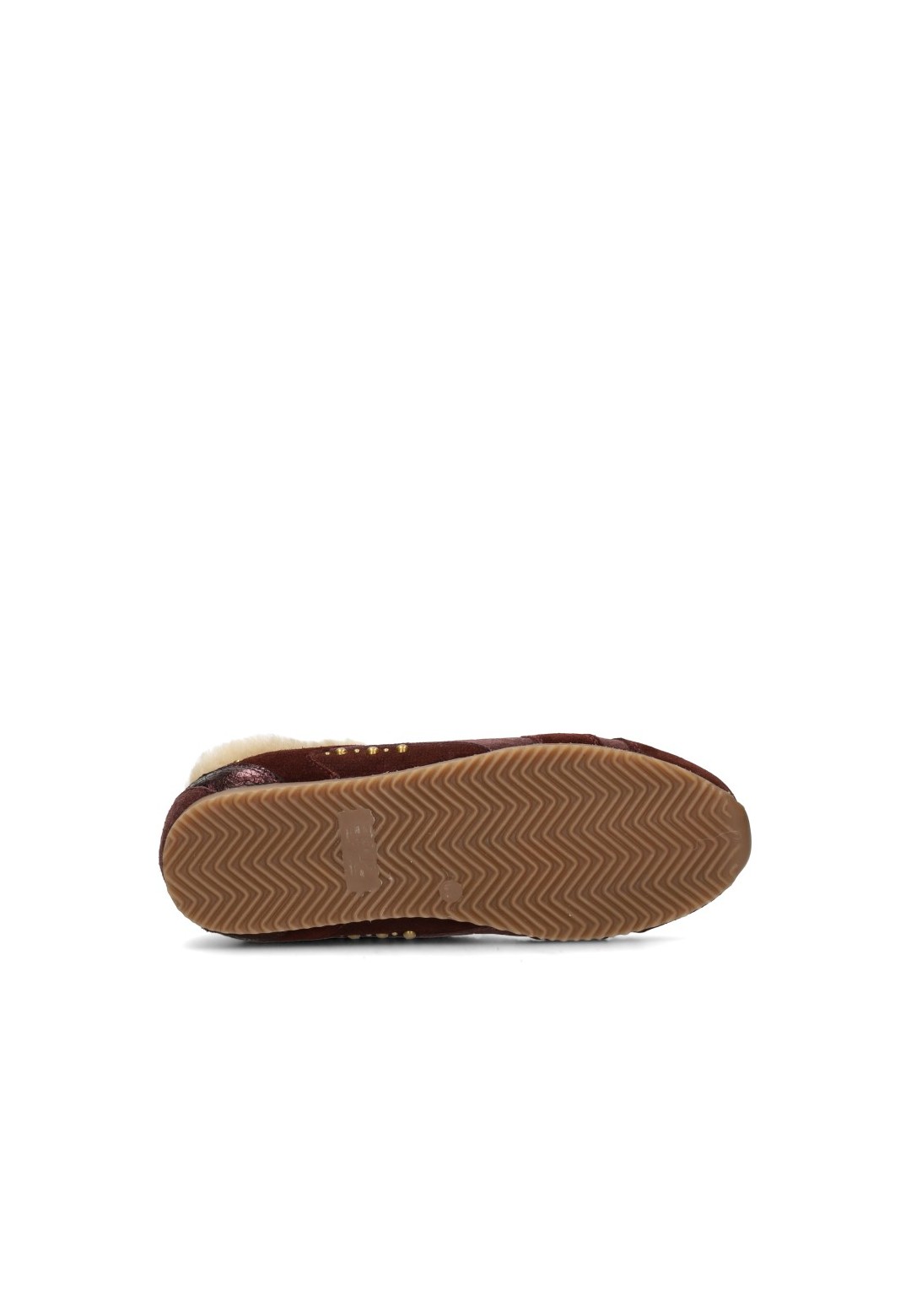 Zool: HABOOB TAMARA dames sneaker met bruine rubberen zool, onderaanzicht