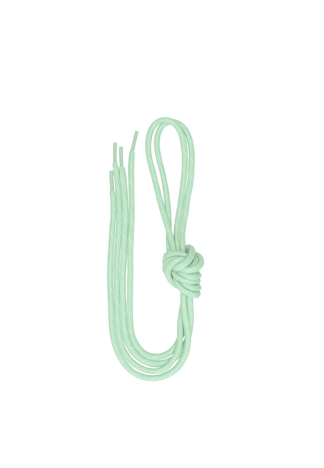 Long green shoelace on a white background.