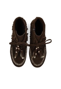 Poelman BALOU girls’ dark brown suede ankle boots – top view