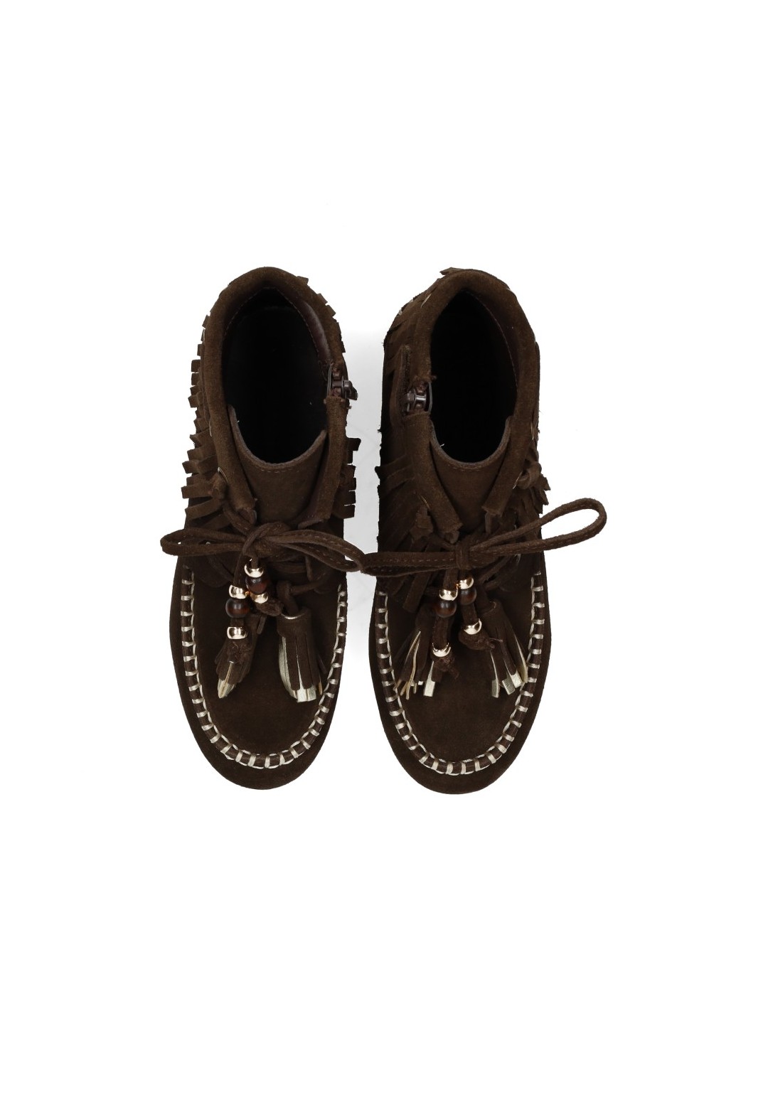 Poelman BALOU girls’ dark brown suede ankle boots – top view