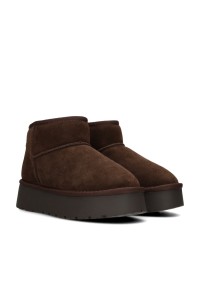 ELIZA donkerbruine warm gevoerde boots voor dames van Poelman – zijaanzicht