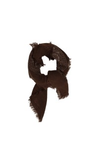 Poelman braunes Damen-Tuch mit Ton-in-Ton-Paisley-Print und Fransenrand