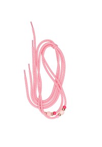 Pink long laces measuring 115 cm with 10 decorative beads