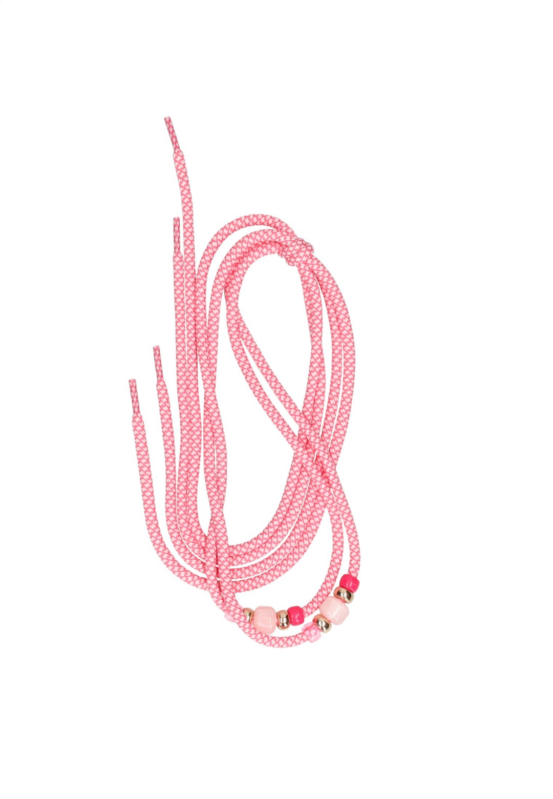 Roze lange veters van 115 cm met 10 decoratieve kralen