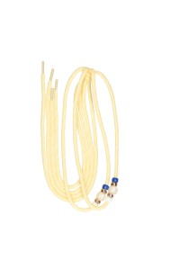 Light yellow long laces measuring 115 cm with 10 decorative beads