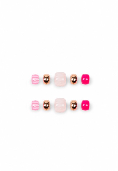 Set aus 10 dekorativen Perlen in Rosa, Hellrosa und Goldfarbe
