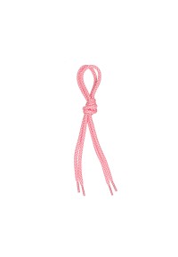 Short pink shoelaces with white woven pattern