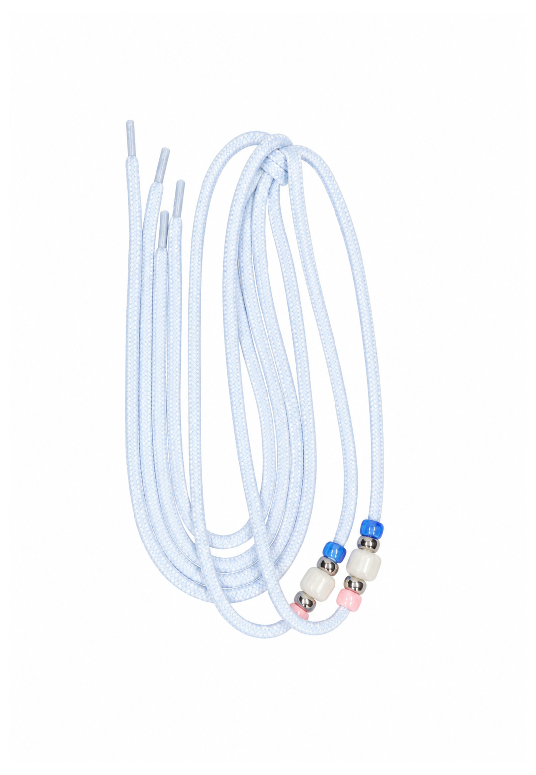 Light blue long shoelace with decorative beads from the Shoe Charm Set