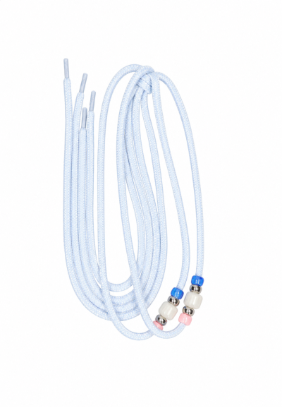 Light blue long shoelace with decorative beads from the Shoe Charm Set