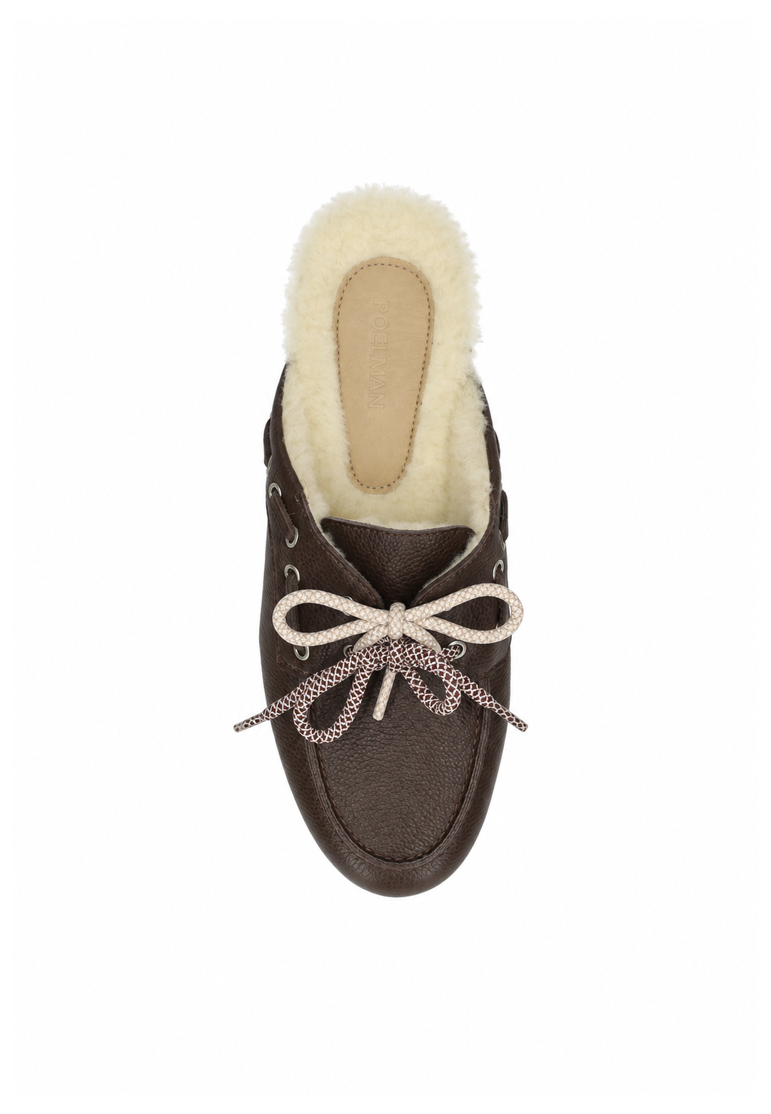 Short light beige 53 cm laces styled in brown Poelman loafer