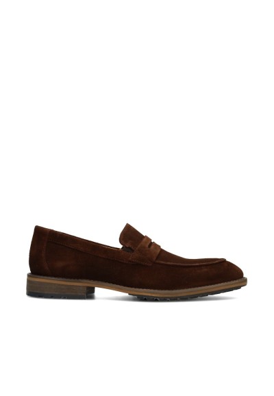 HABOOB ENGADIN Herren Loafer aus braunem Veloursleder – Seitenansicht
