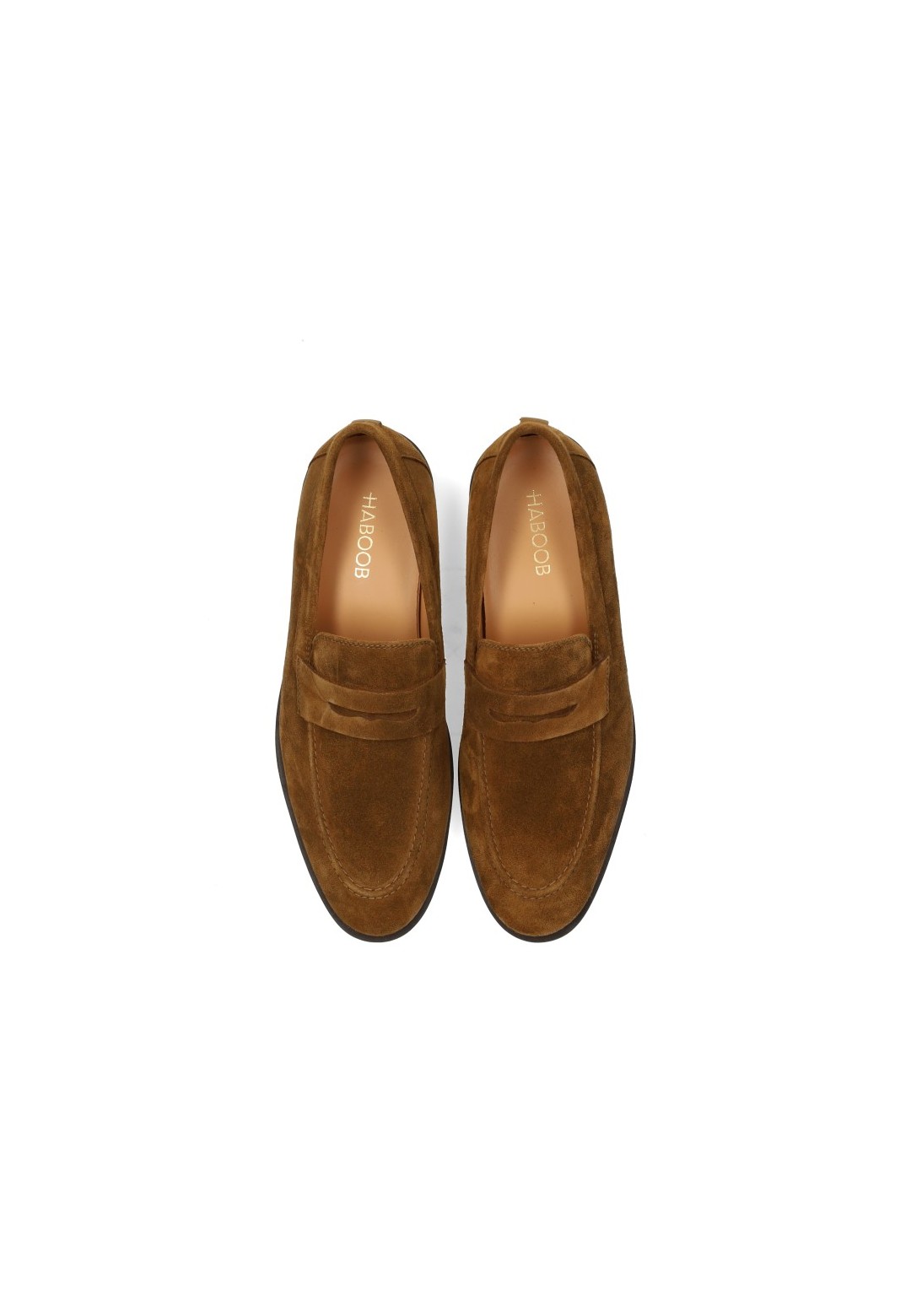 HABOOB LUC Herren Loafer aus braunem Veloursleder – Draufsicht