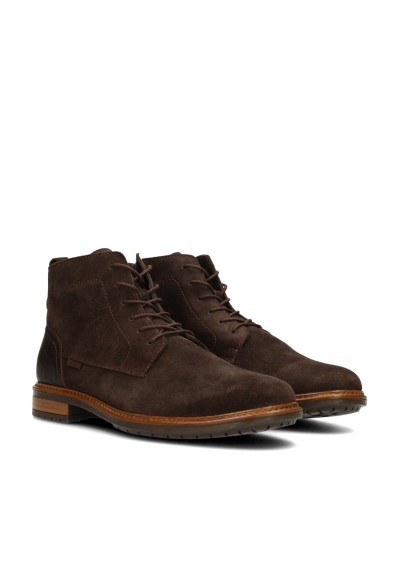 Poelman JONI brown suede men's boots angled front view