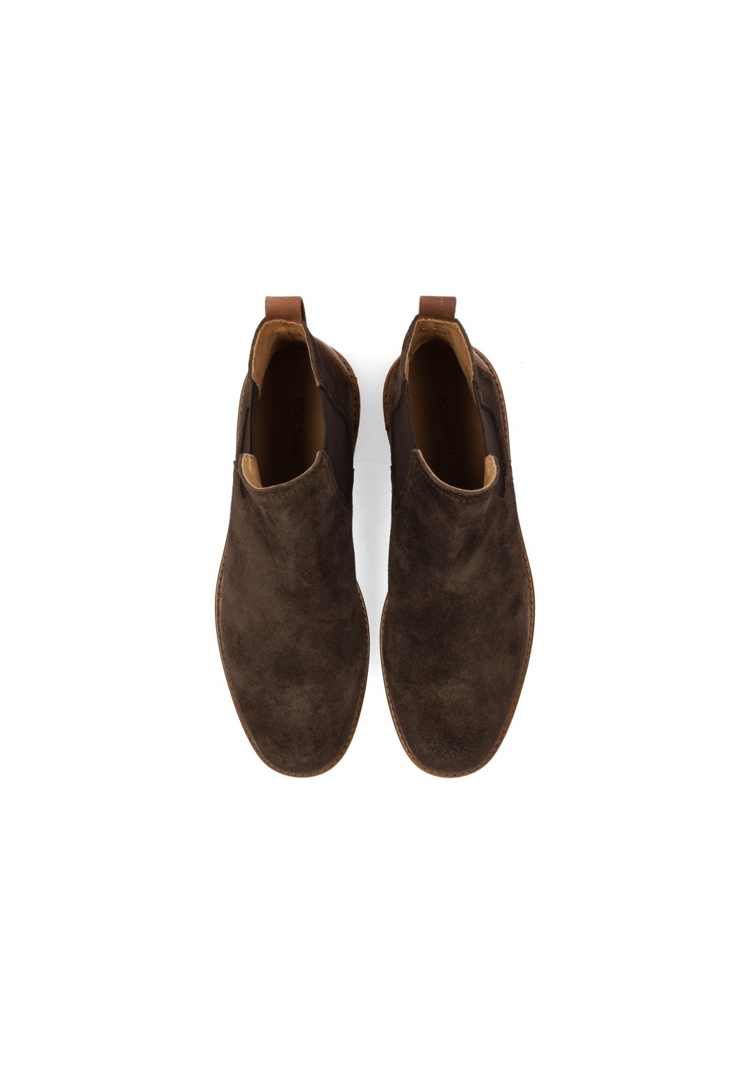 Poelman JONI brown suede men’s Chelsea boots top view