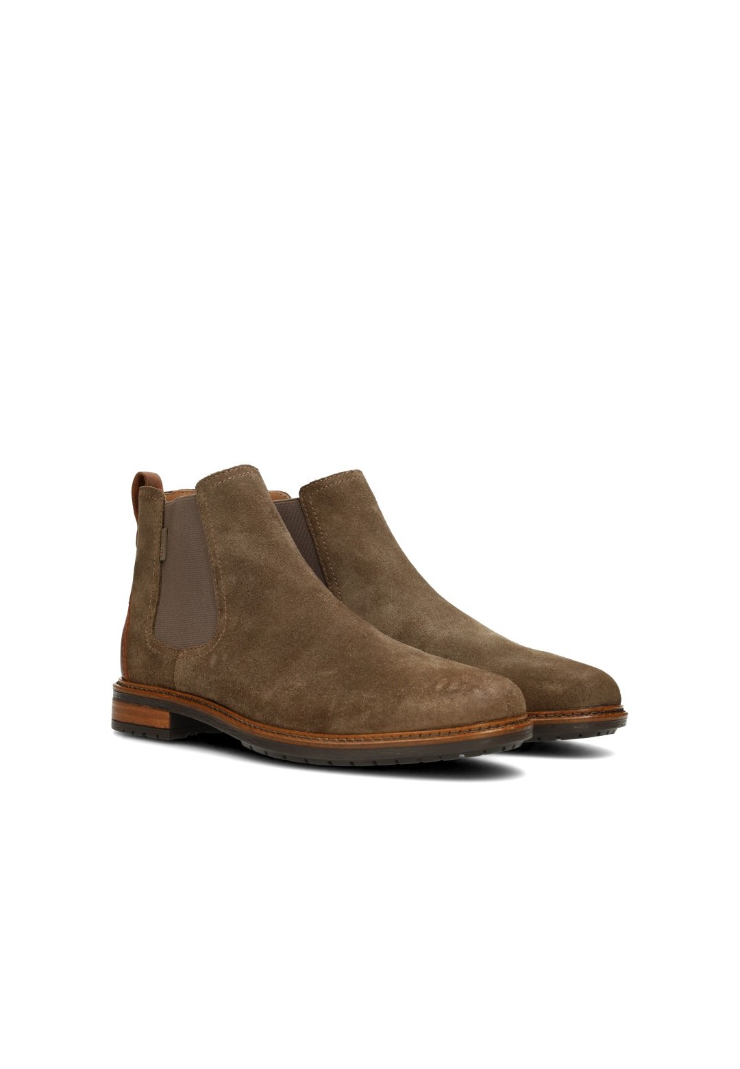 Poelman JONI brown suede men's Chelsea boots – angled front view