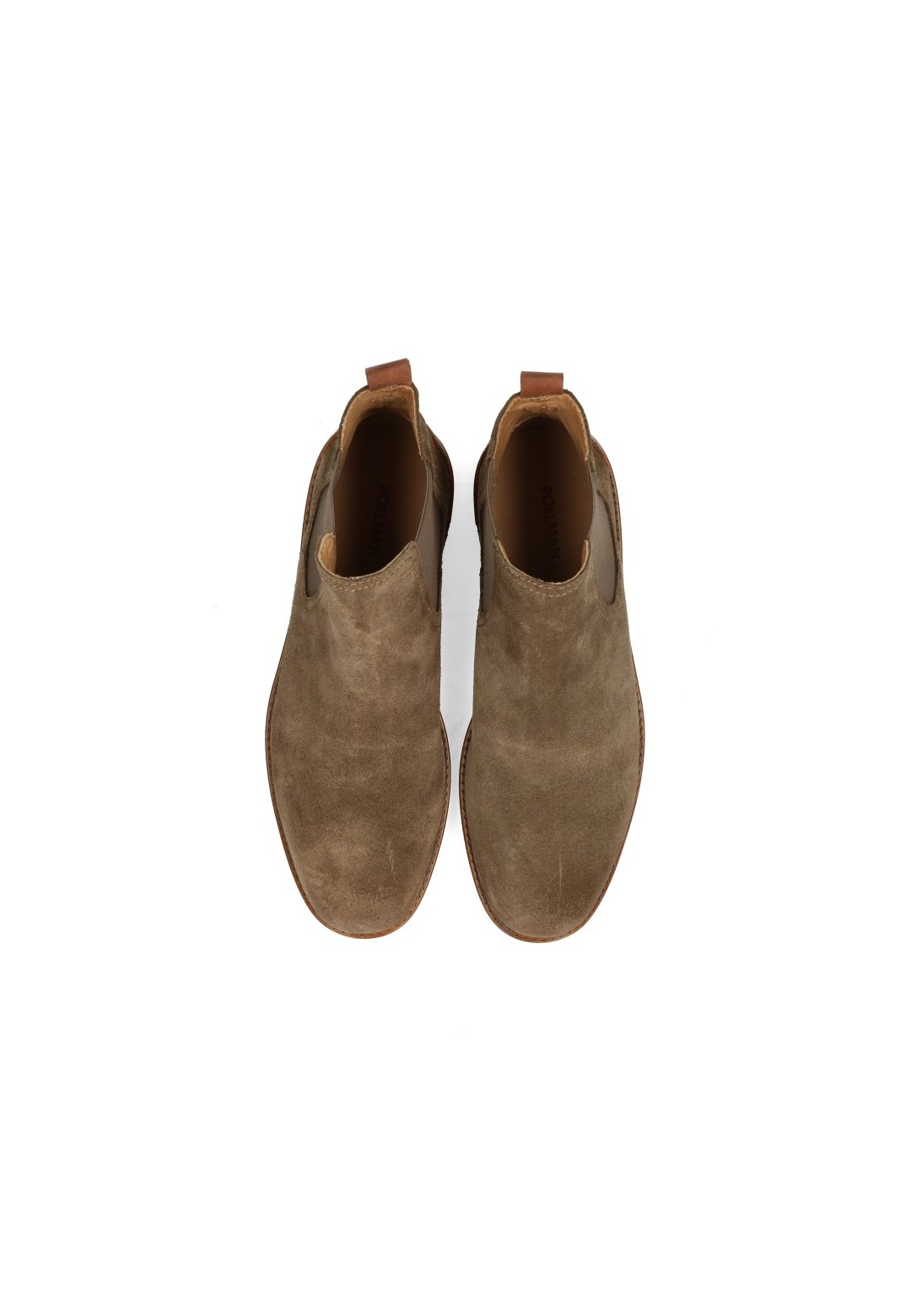 Poelman JONI brown suede men's Chelsea boots – top view