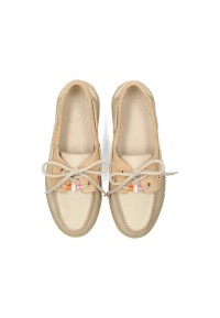 Poelman SILK Damen Loafer in Beige mit Schnürdetail – Draufsicht
