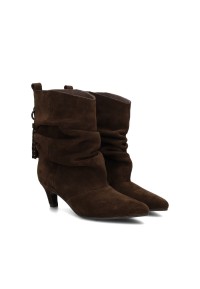 Poelman PRUE women's boots in dark brown suede with 6 cm heel