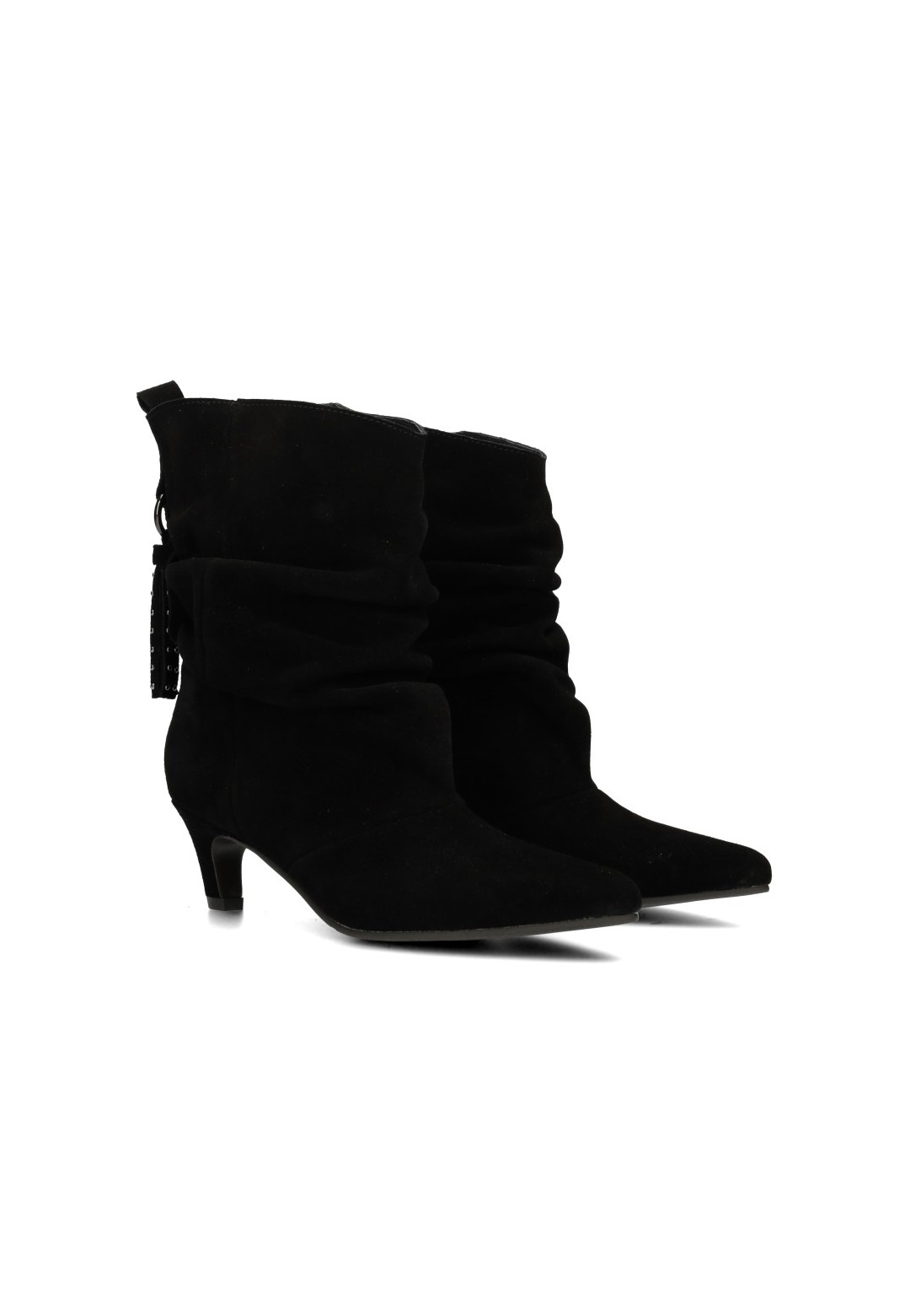 Poelman PRUE women's boots in black suede with pointed toe and 6 cm heel