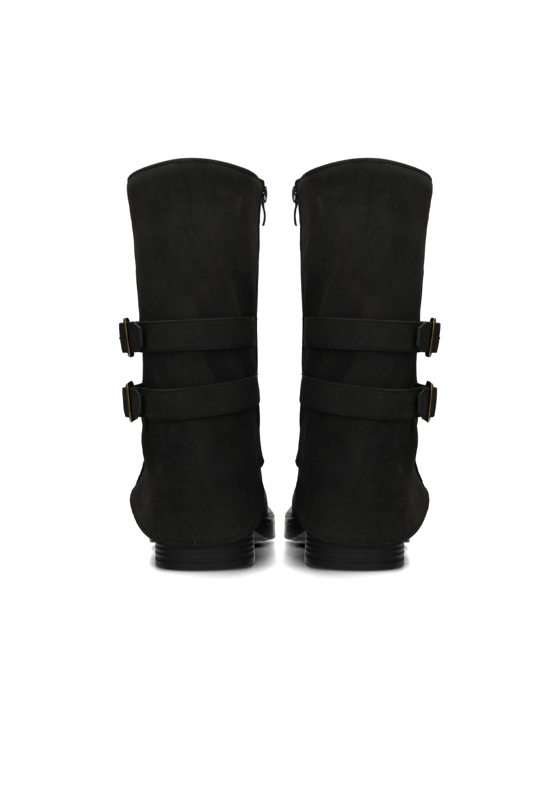 Achterkant zwarte SHANTI dames laarzen met dubbele gespen van POSH by Poelman