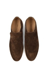 Poelman TIVOLI braune Herren-Loafer aus Wildleder – Draufsicht
