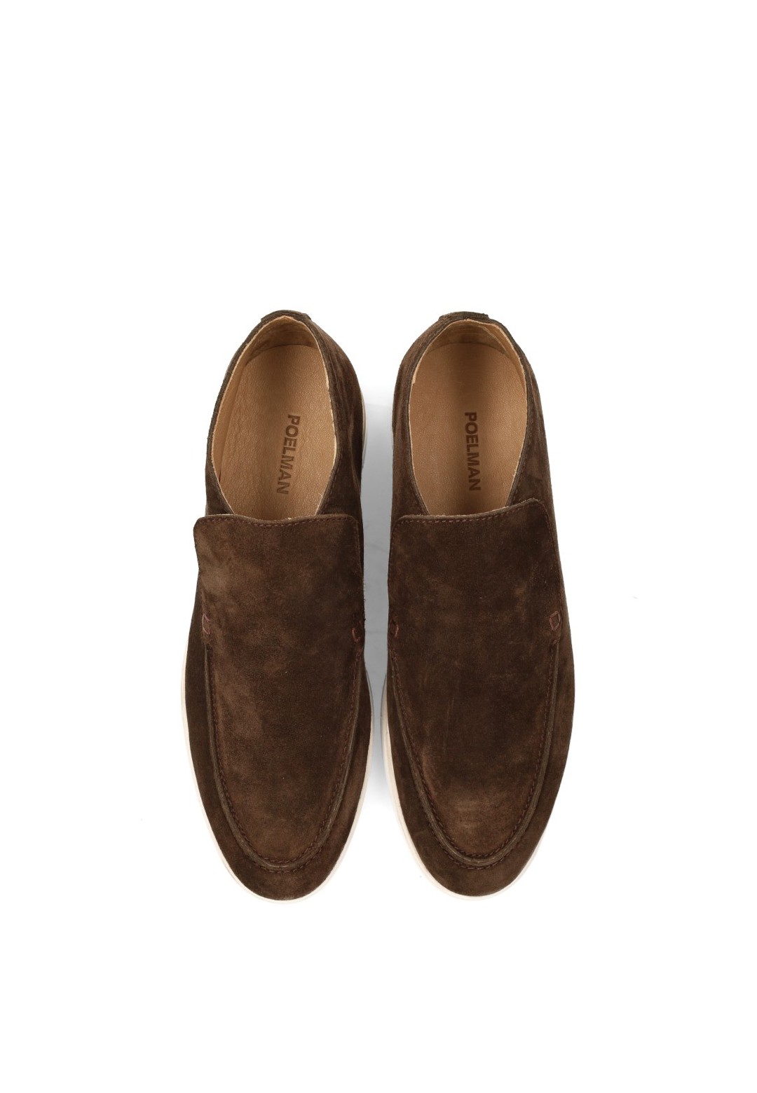 Poelman TIVOLI brown suede men’s loafers – top view