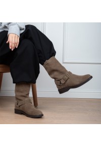 Poelman BAMBI bruine suède dames enkellaarzen gedragen detail
