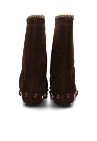 HABOOB CAMILLE dunkelbraune Veloursleder-Stiefeletten – Rückansicht
