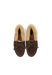 Braune Poelman VITA Damen-Loafer mit Teddyfutter und Schnallendetail – Draufsicht