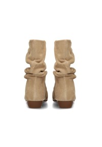 Poelman VIANA beige Damenstiefel mit gerafftem Schaft – Rückansicht