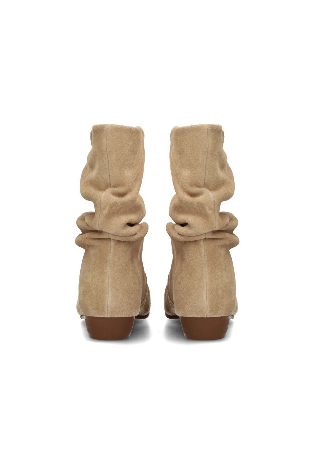 Poelman VIANA beige Damenstiefel mit gerafftem Schaft – Rückansicht