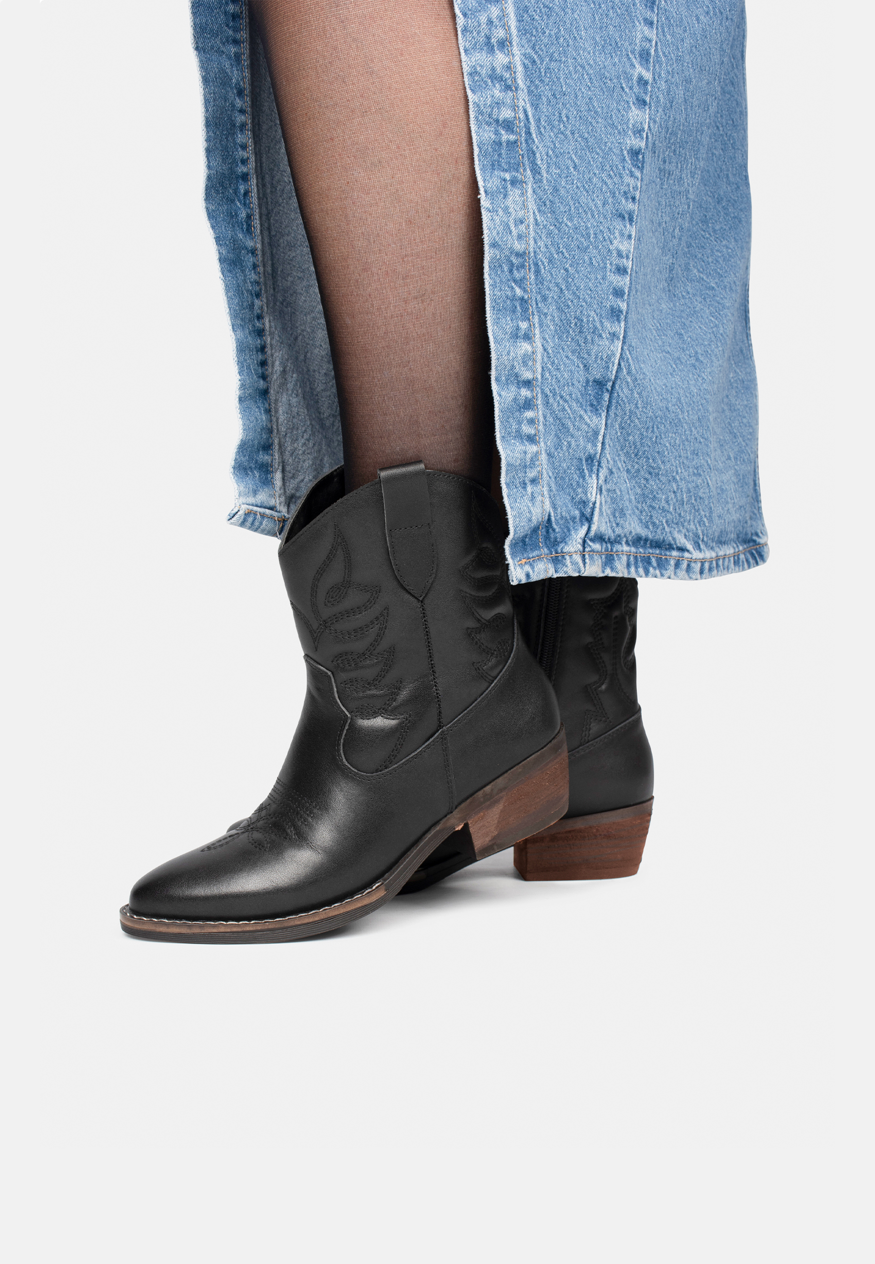 Womens black ankle cowboy boots top